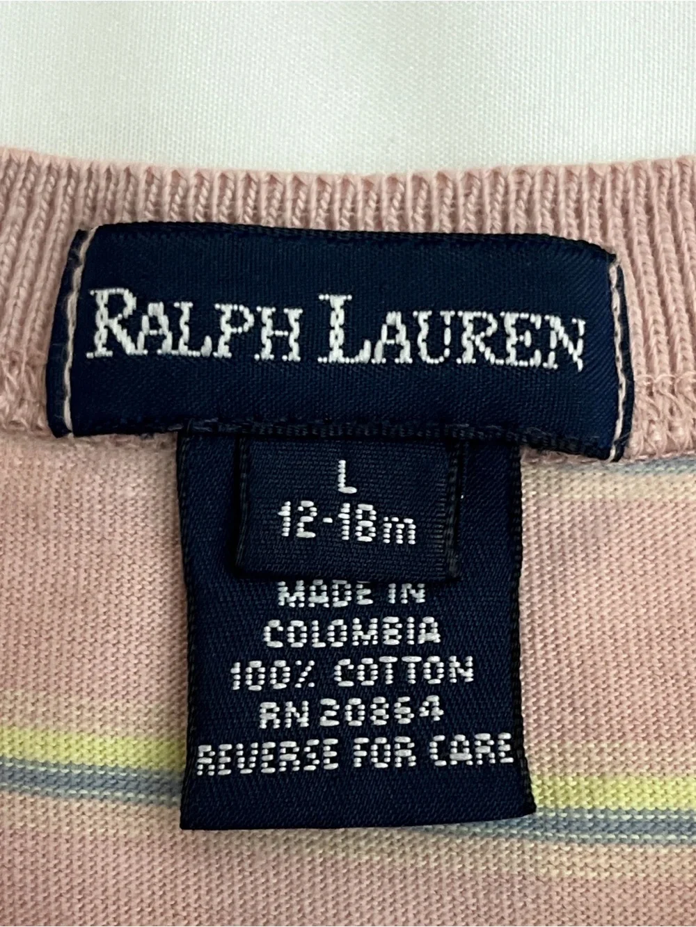 Ralph Lauren 90s Henley Striped Cream Vintage Polo Shirt 12-18M